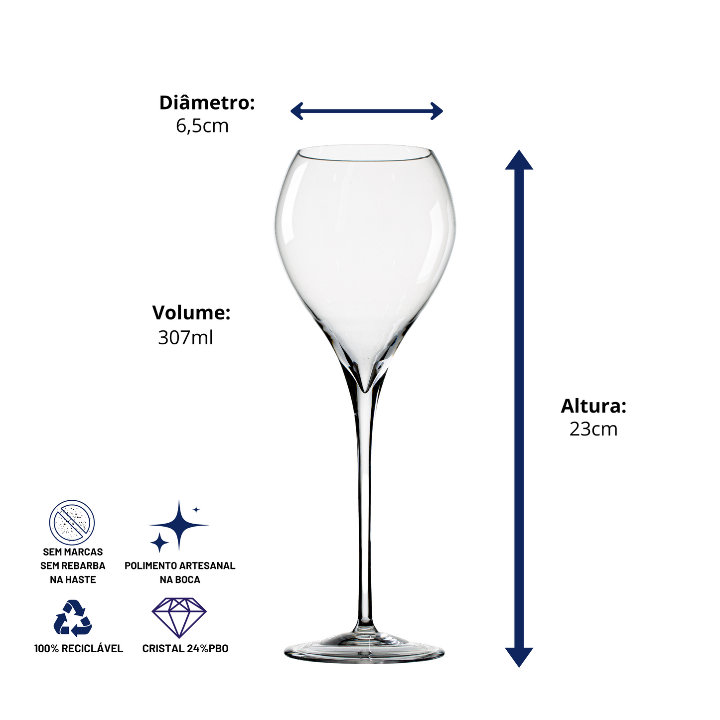 Taça de Cristal Grande Balão para Espumante 307ml | Cristal Blumenau