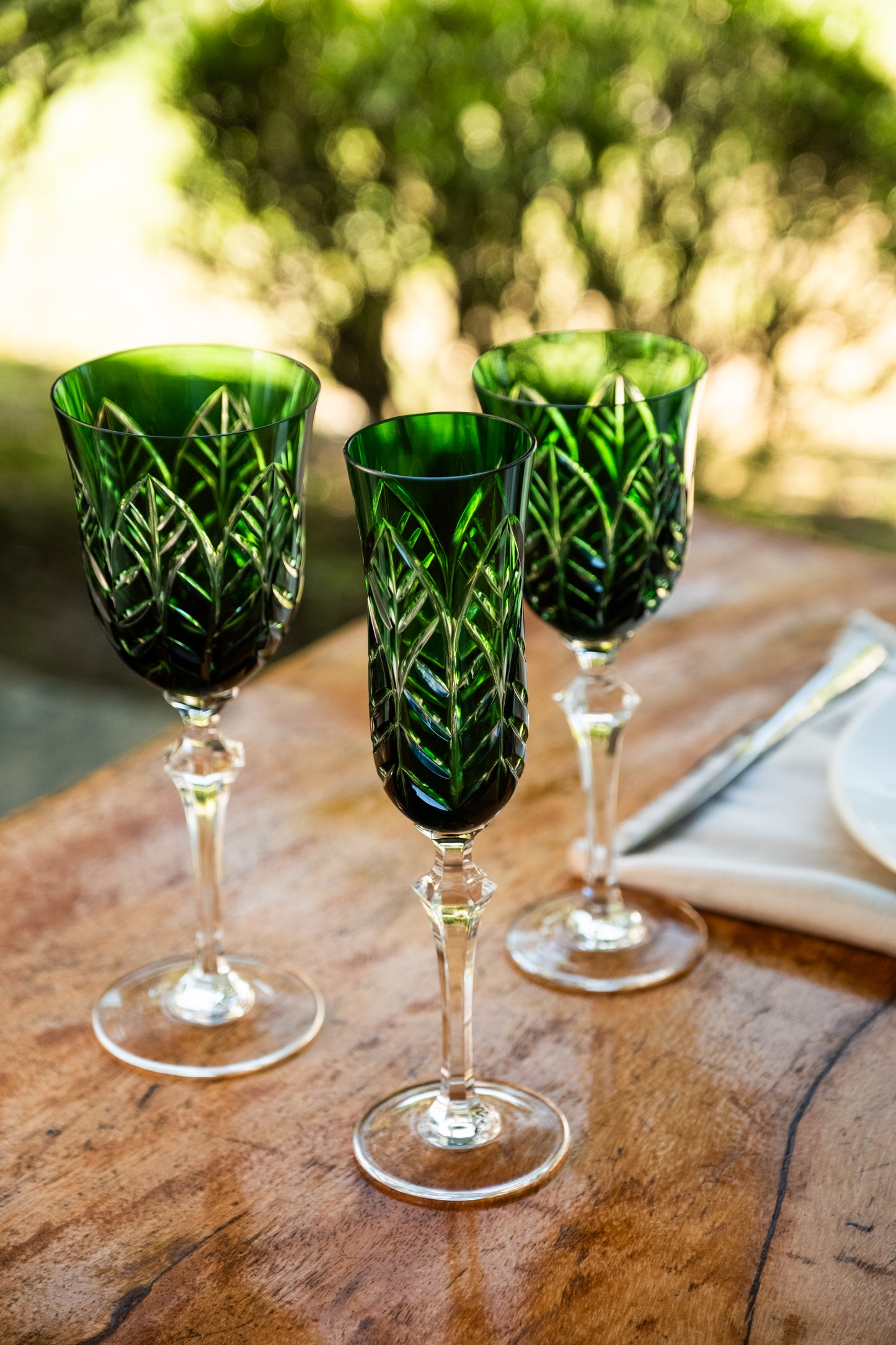 Taça de Cristal Feuillage Lapidado 73 P/ Vinho Verde Escuro | Cristal Blumenau