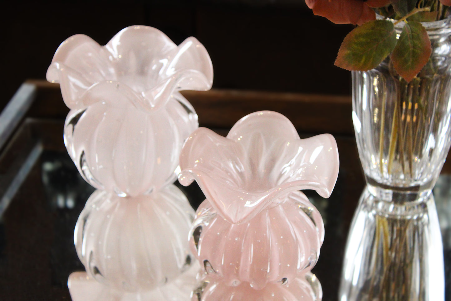 Vaso Cristal Murano Decorativo Venezia Rosa - Médio | Cristal Blumenau