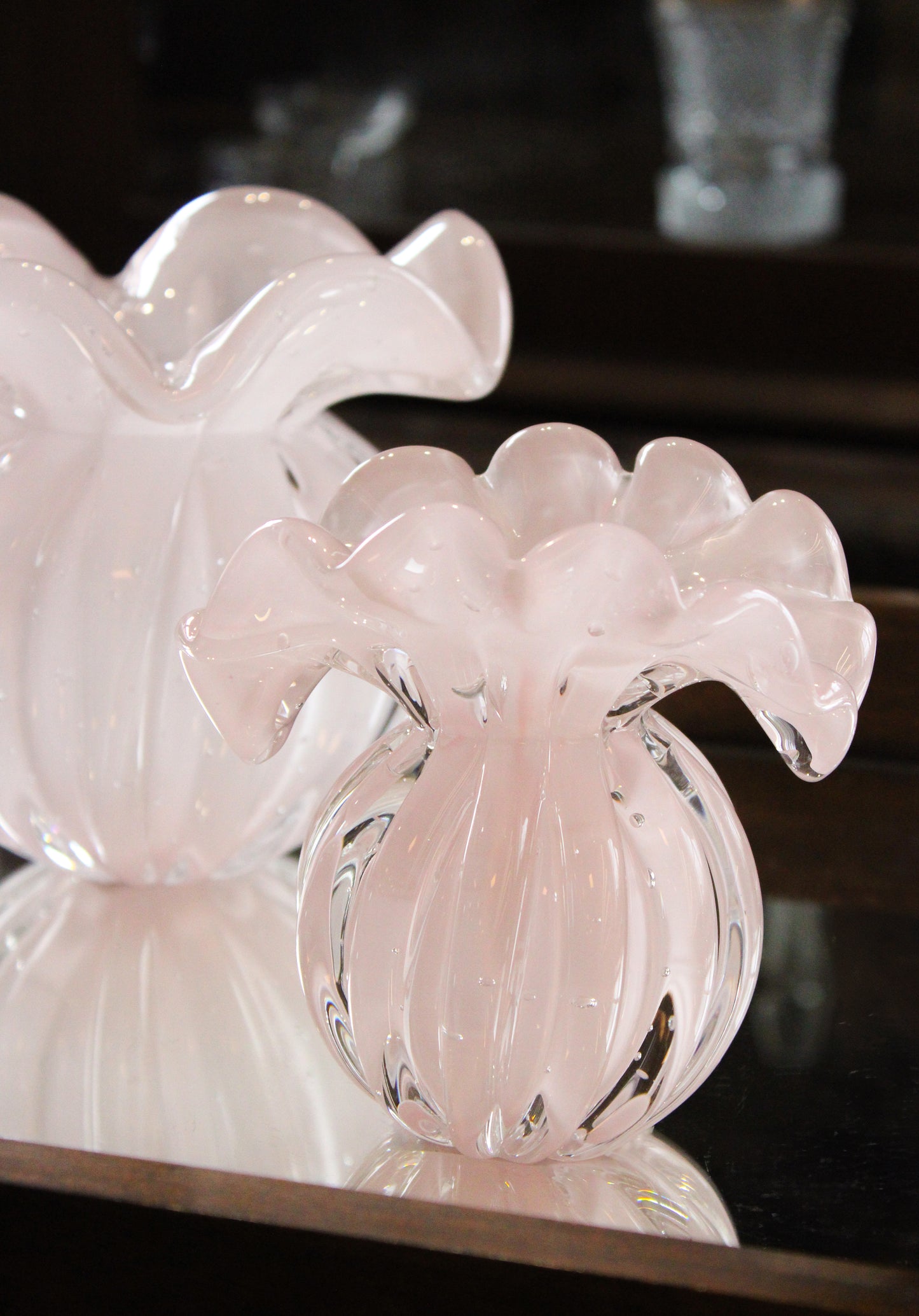 Vaso Cristal Murano Decorativo Firenze Rosa | Cristal Blumenau