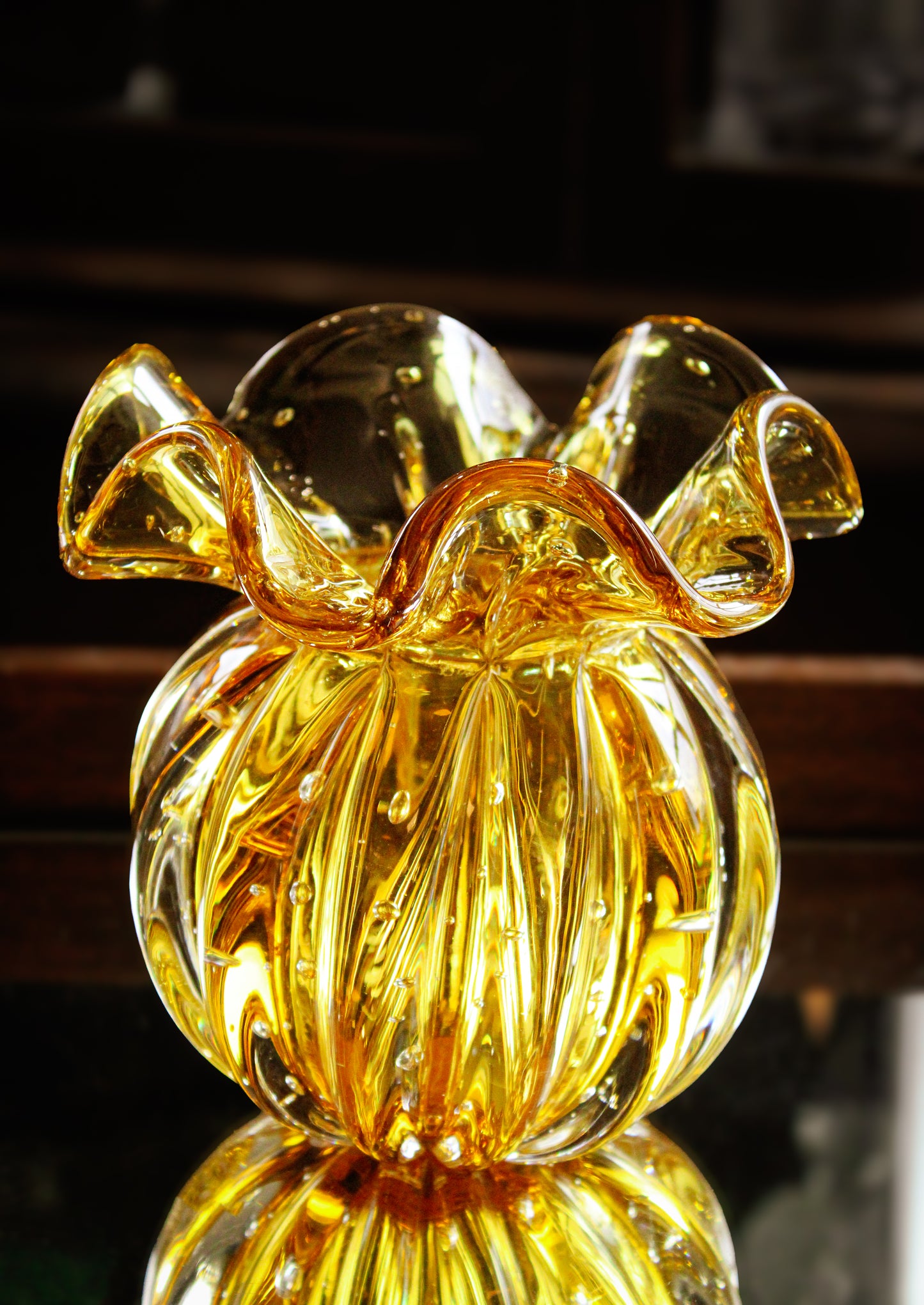 Vaso Cristal Murano Decorativo Venezia Ouro - Médio | Cristal Blumenau