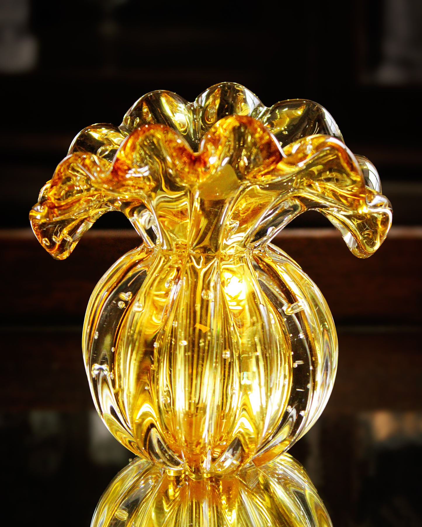 Vaso Cristal Murano Decorativo Firenze Ouro | Cristal Blumenau