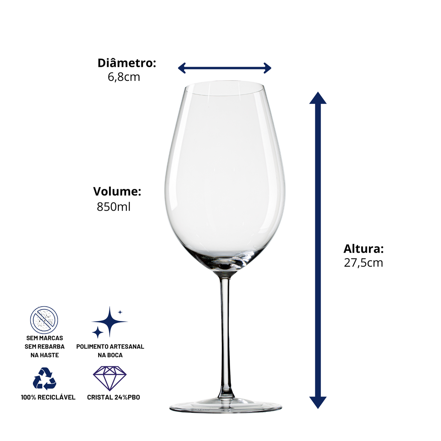 Taça de Cristal Bordeaux Margaux | PERSONALIZAÇÃO