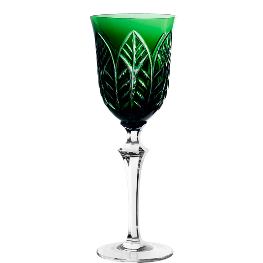 Taça de Cristal Feuillage Lapidado 73 P/ Água Verde Escuro | Cristal Blumenau