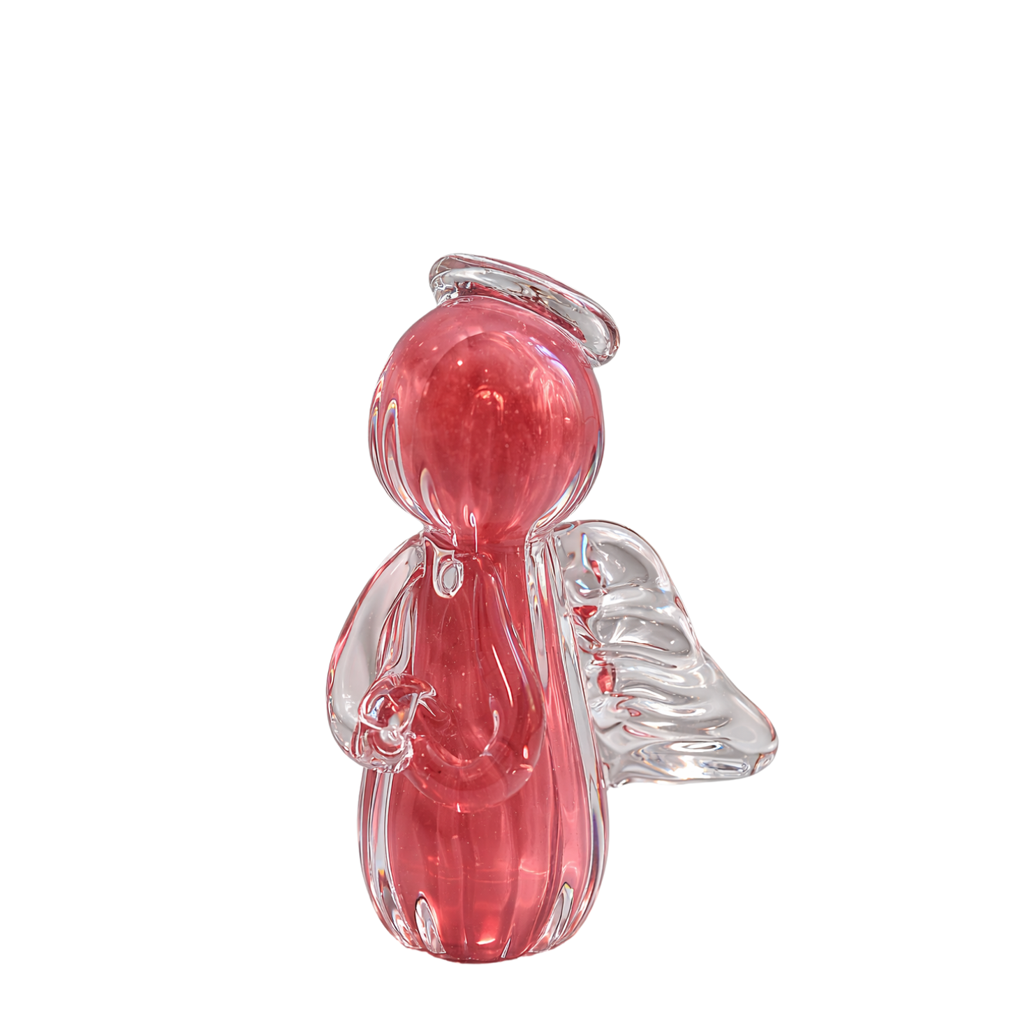 Mini Anjo Uriel em Cristal Murano Decorativo - Rosa