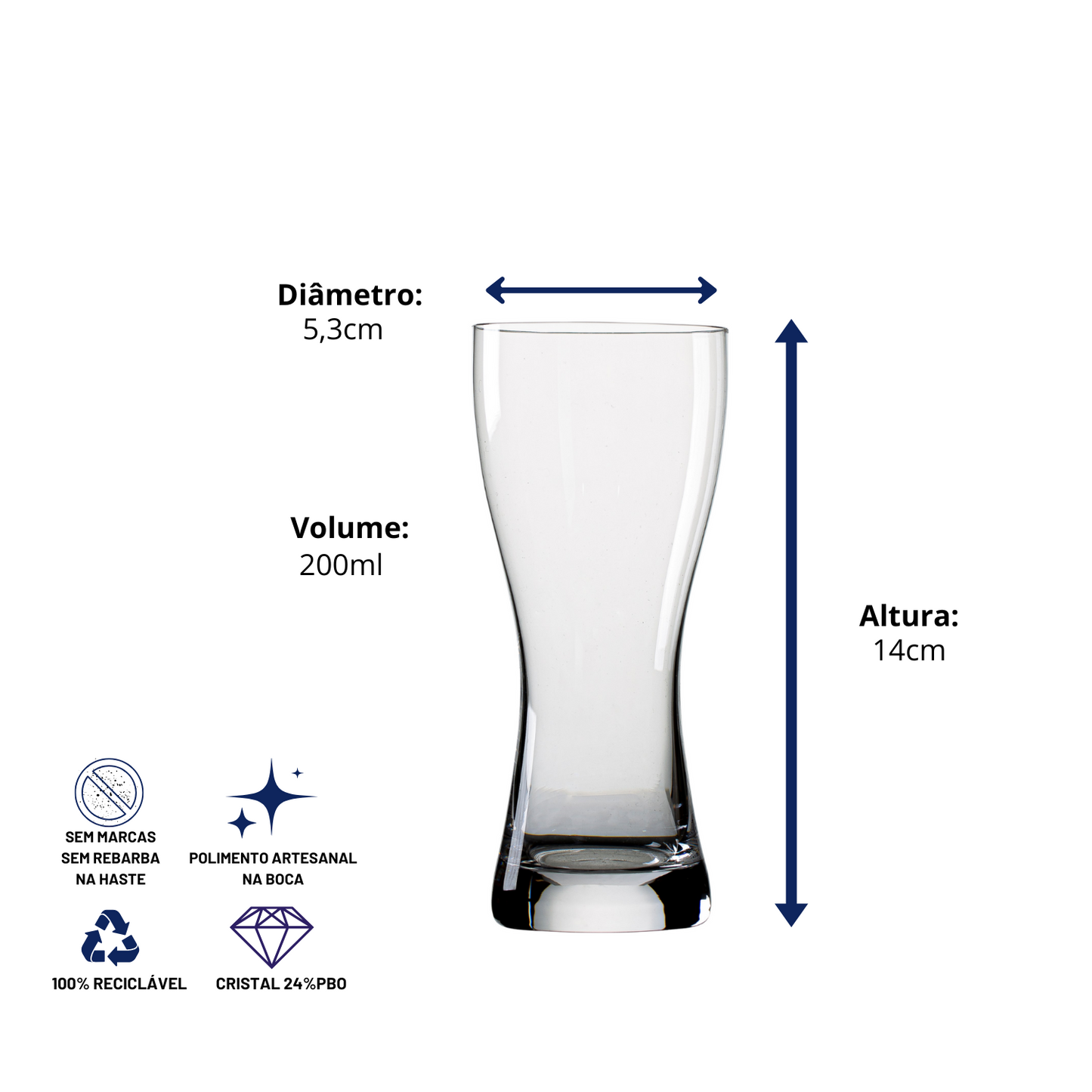 Copo de Cristal Blumenau Bier para Cerveja 200ml | Cristal Blumenau