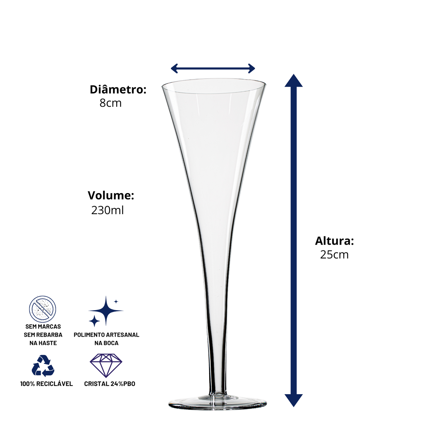 Taça de Cristal New York para Espumante 230ml | Cristal Blumenau