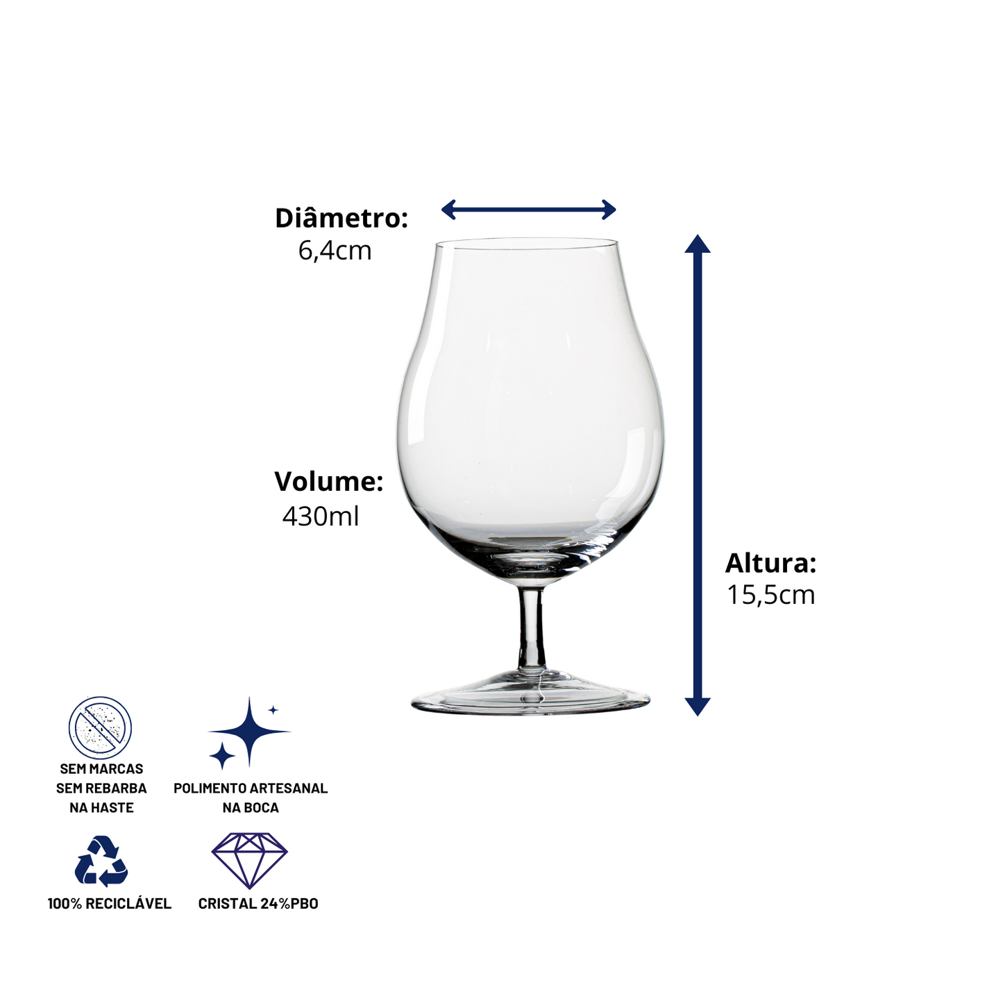 Taça de Cristal Dorée para Cerveja 730ml | Cristal Blumenau