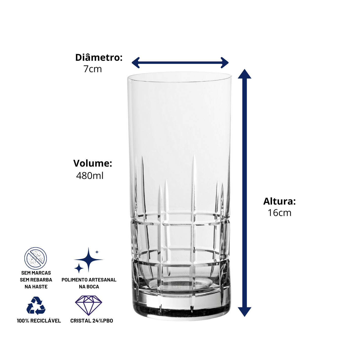 Copo de Cristal Double Whisky Lapidado | Cristal Blumenau
