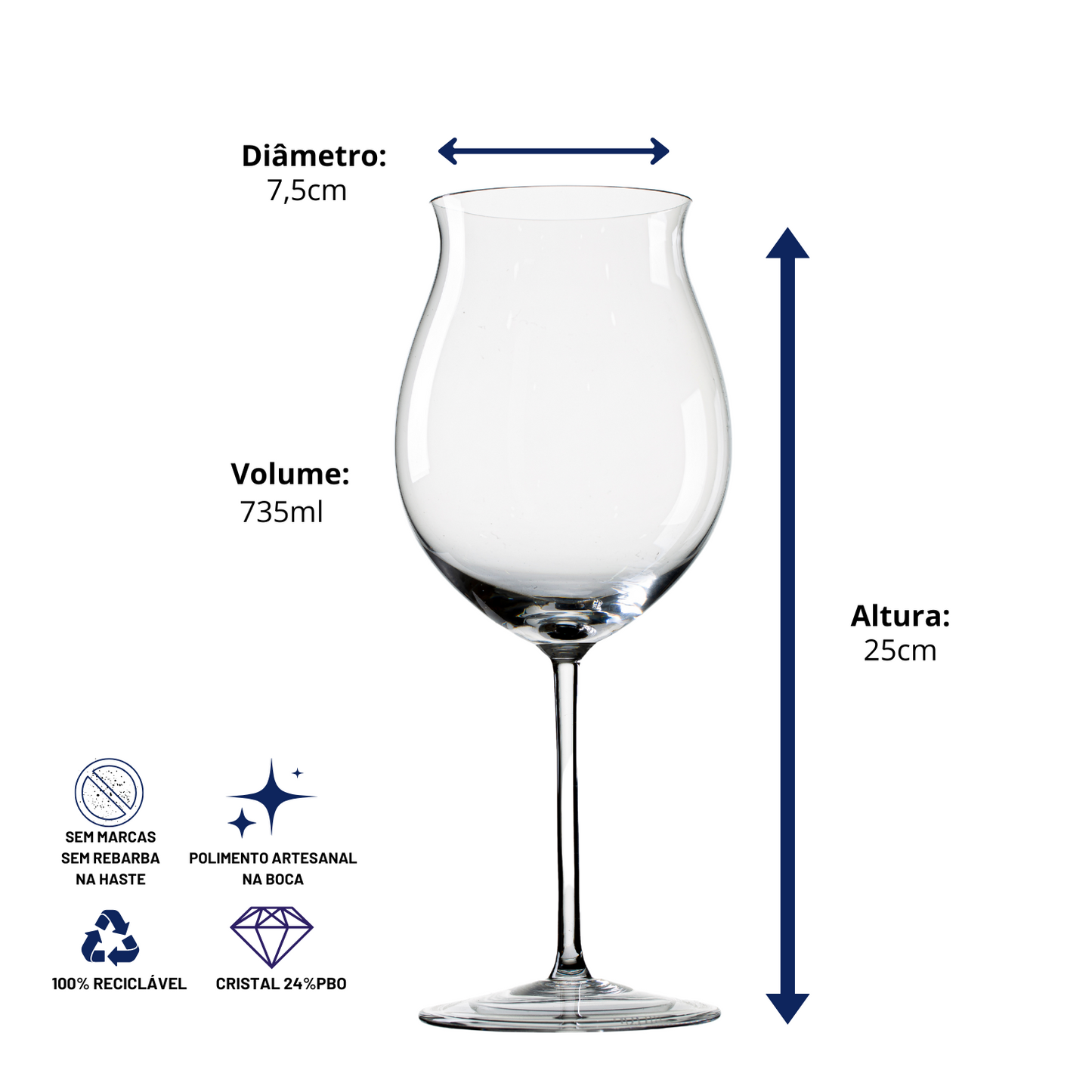 Taça de Cristal Côte de Nuits para Vinho Tinto 735ml | Cristal Blumenau