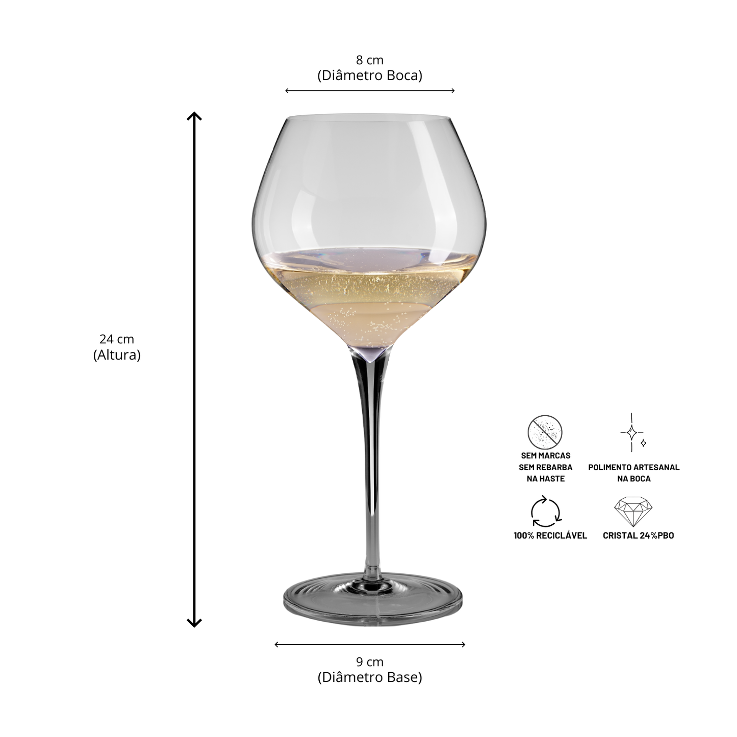 Taça de Cristal Perlage para Champagne 450ml | Cristal Blumenau