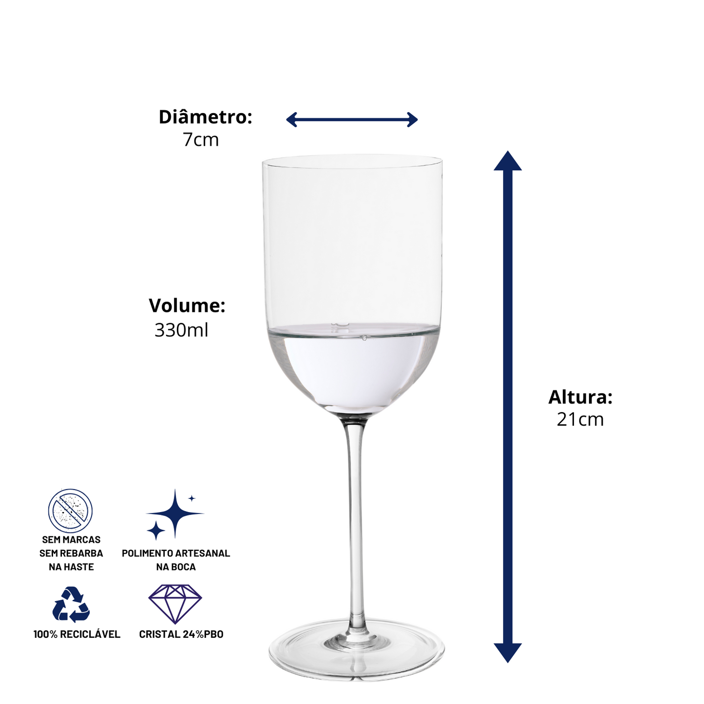 Taça de Cristal Estilo para Água 330ml | Cristal Blumenau