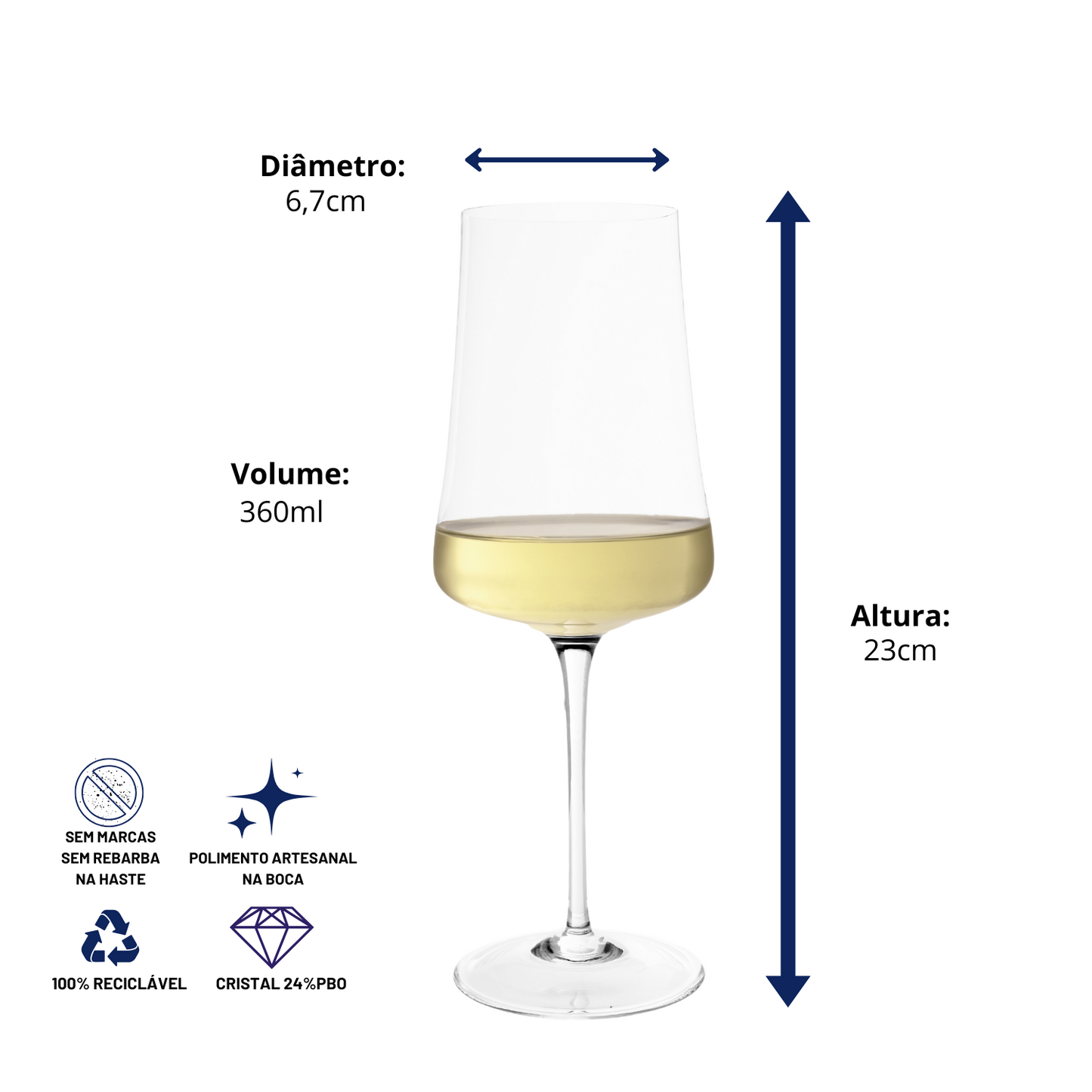 Taça de Cristal Nebbiolo para Vinho Branco | Cristal Blumenau