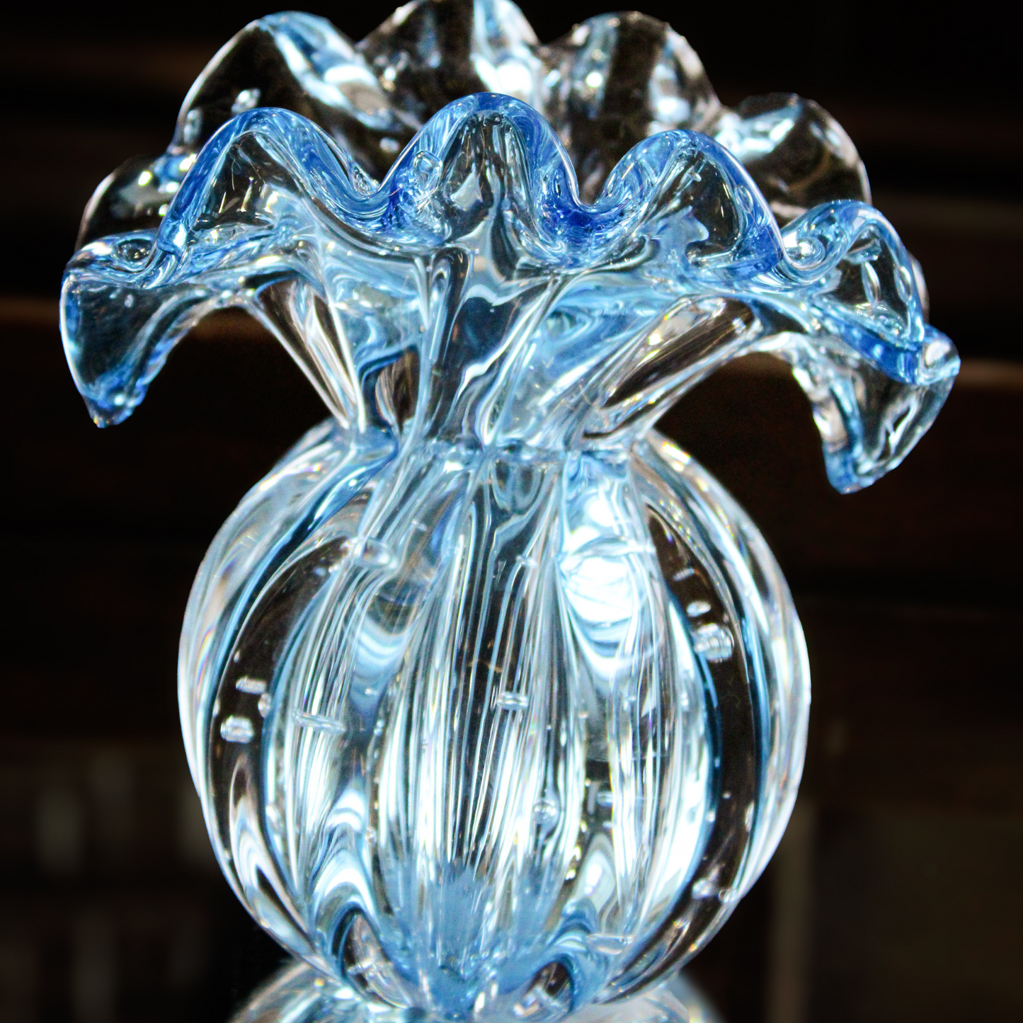 Vaso Cristal Murano Decorativo Firenze Azul | Cristal Blumenau