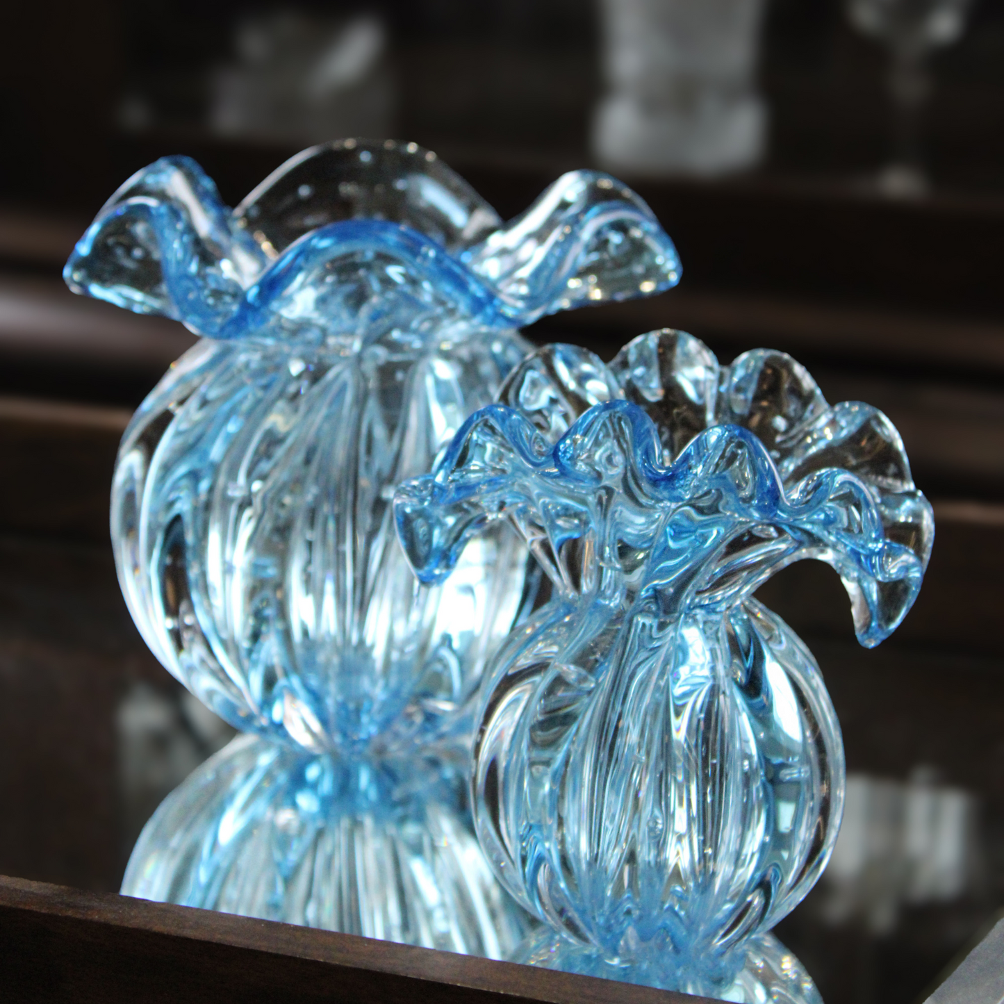 Vaso Cristal Murano Decorativo Venezia Azul - Médio | Cristal Blumenau