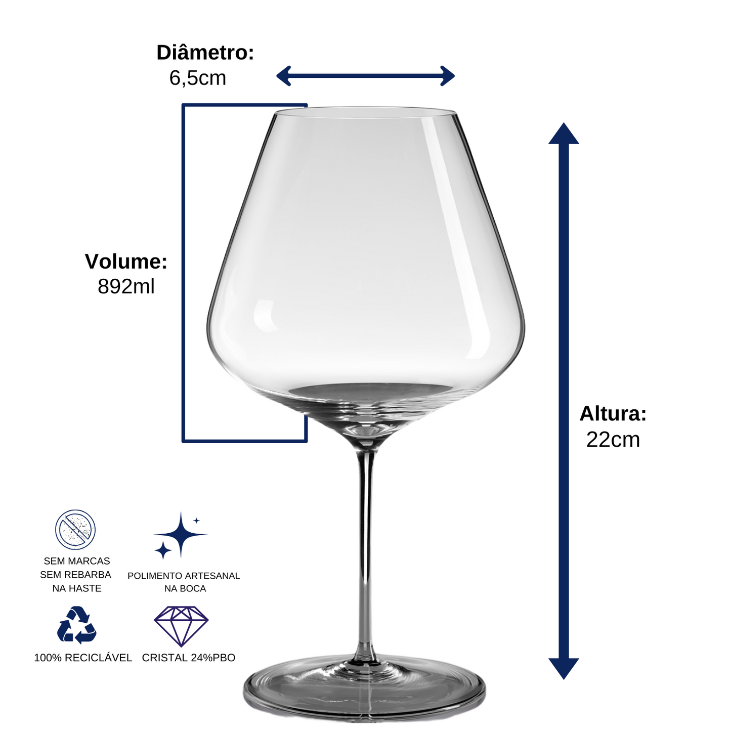Taça de Cristal Borgonha Grand Cru 892ml | Cristal Blumenau