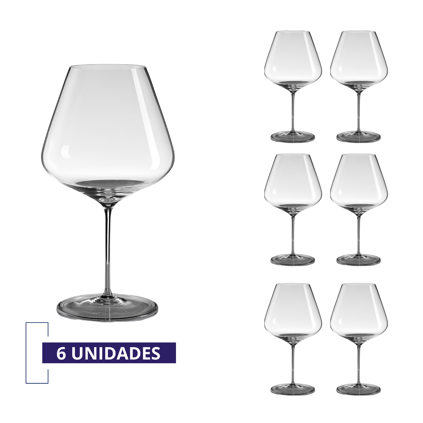 Jogo de 6 Taças de Cristal Borgonha Vinho Tinto 892ml | Cristal Blumenau