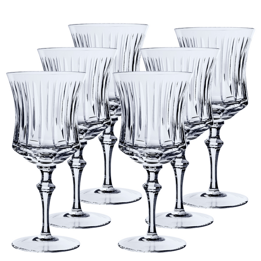 Jogo de 6 Taças de Cristal Línea Lapidado 72 P/ Água | Cristal Blumenau
