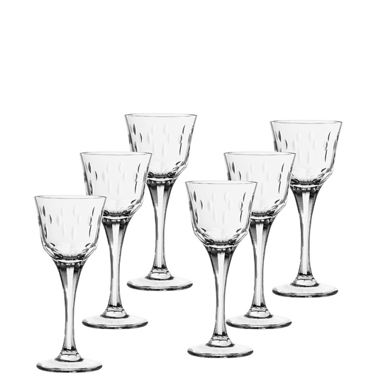 Jogo de 6 Taças de Cristal Primavera Lapidado 71 P/ Licor | Cristal Blumenau
