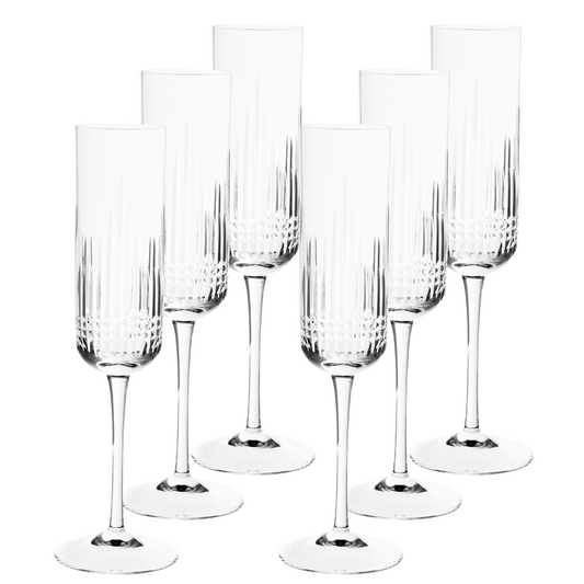 Jogo de 6 Taças de Cristal Versailles Lapidado 42 P/ Champagne | Cristal Blumenau