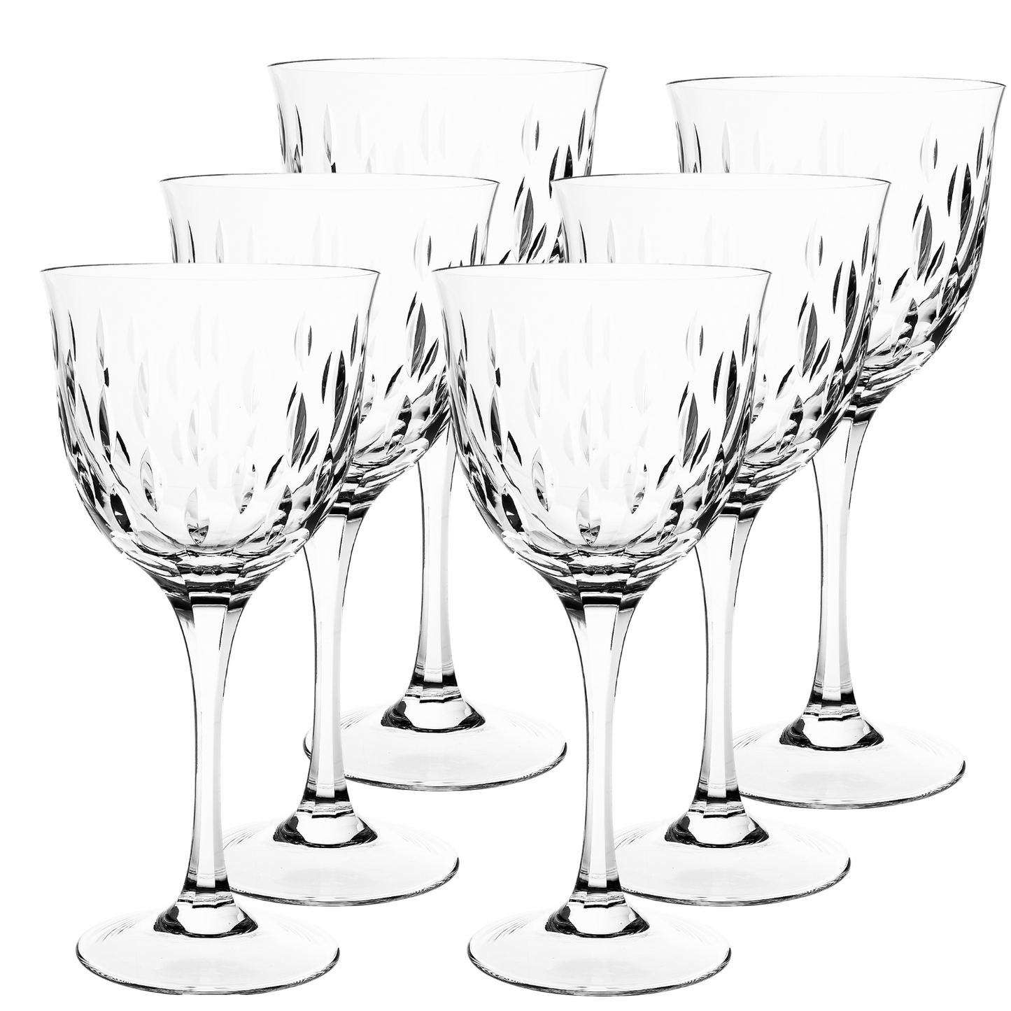 Jogo de 6 Taças de Cristal Primavera Lapidado 73 P/ Vinho Tinto | Cristal Blumenau