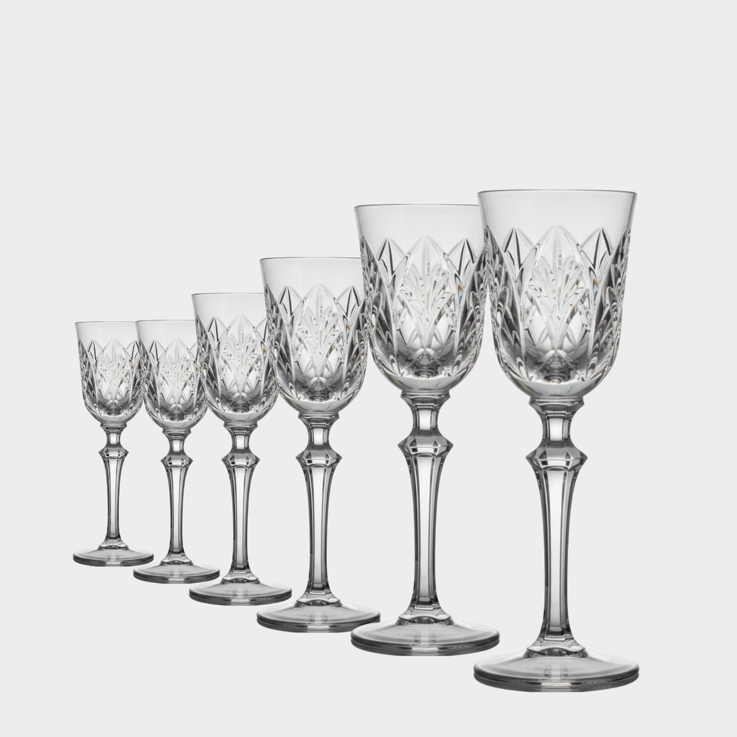 Jogo de 6 Taças de Cristal Botânica Lapidado 73 P/ Licor | Cristal Blumenau