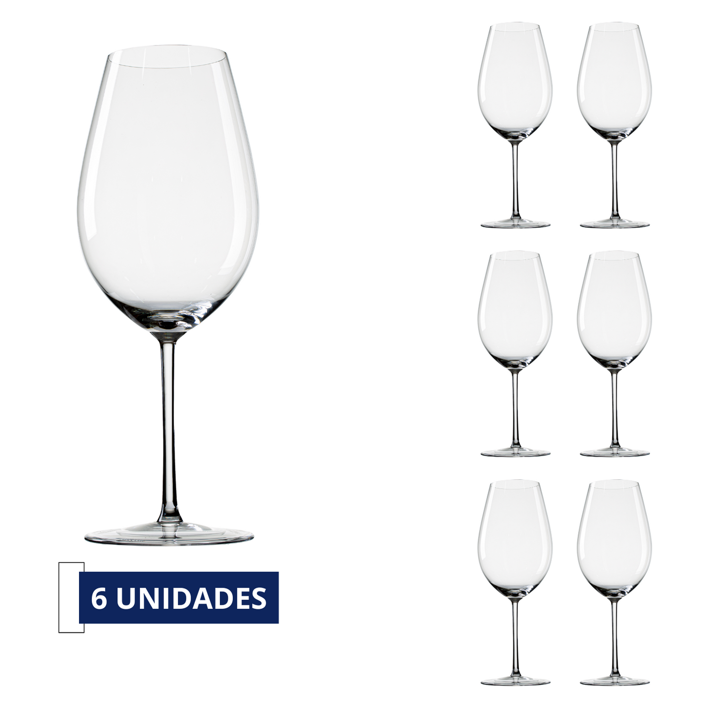 Jogo de 6 Taças de Cristal Bordeaux Margaux para Vinho Tinto | Cristal Blumenau