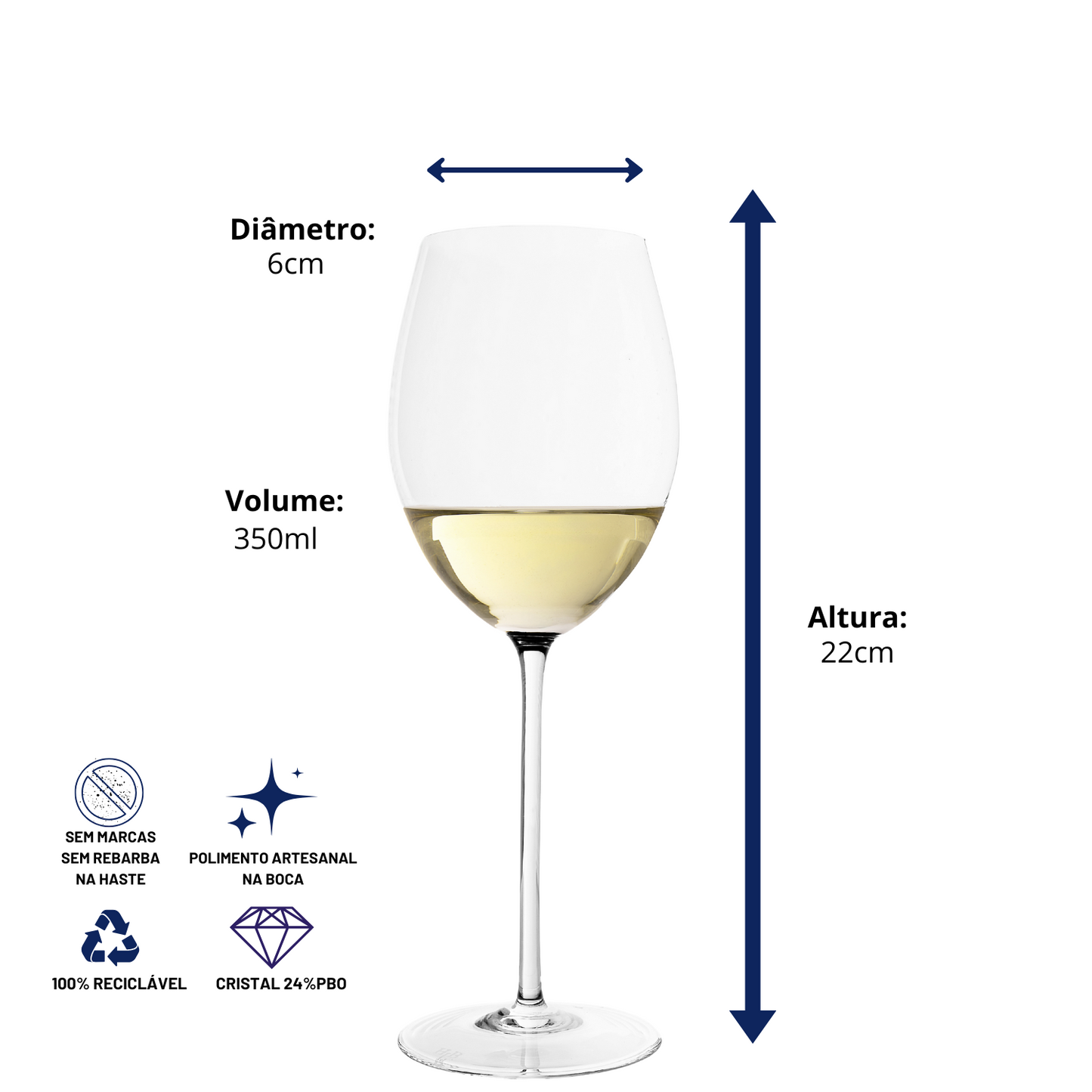 Taça de Cristal Chianti para Vinho Branco | Cristal Blumenau