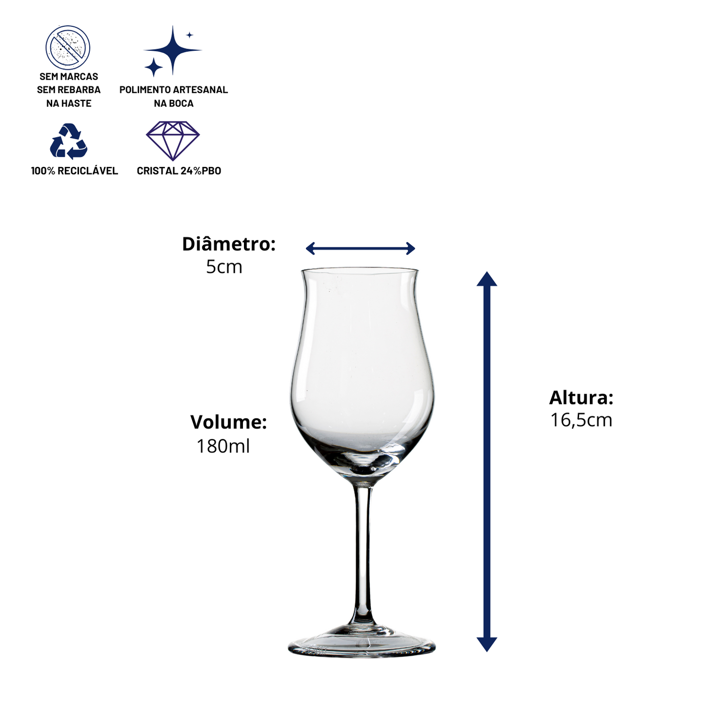 Taça de Cristal Porto Gaia para Vinho Tinto 180ml | Cristal Blumenau