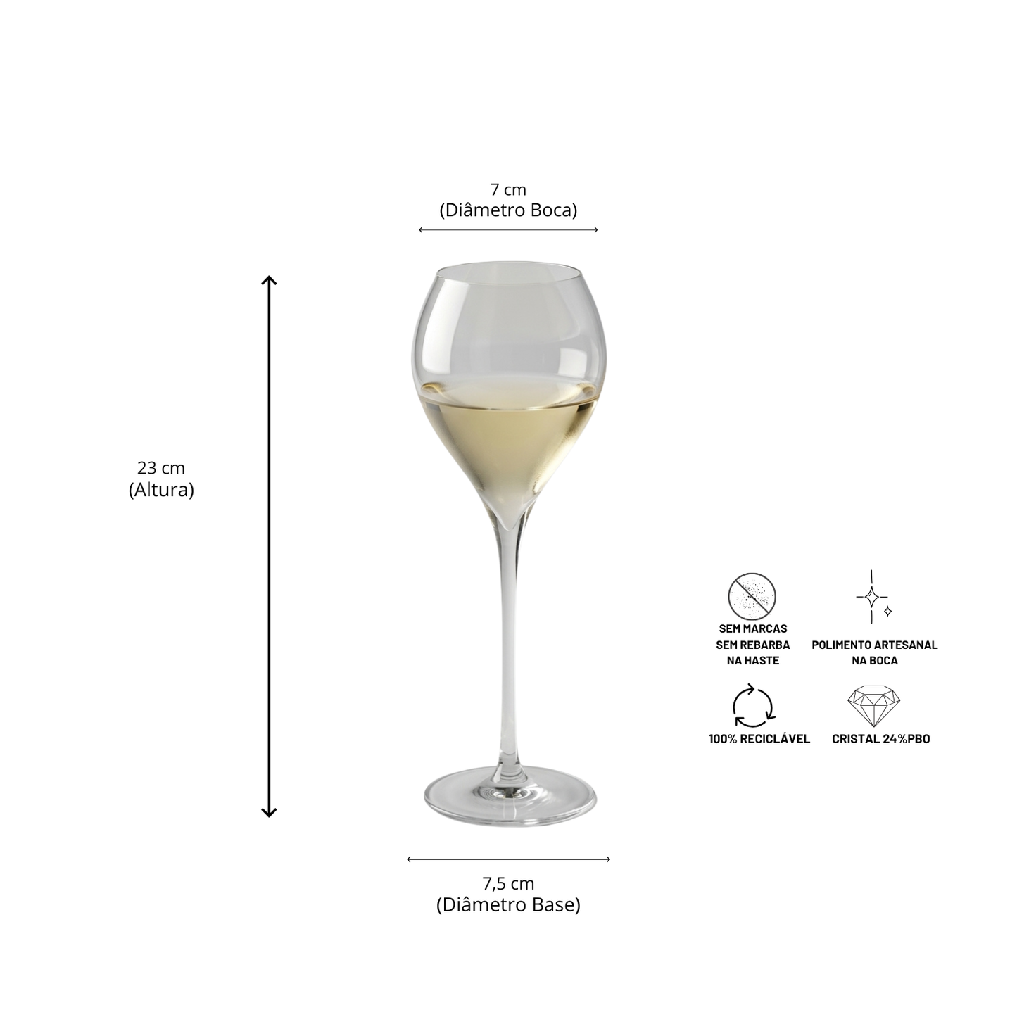 Jogo de 6 Taças de Cristal Grande Balão para Espumante 307ml | Cristal Blumenau