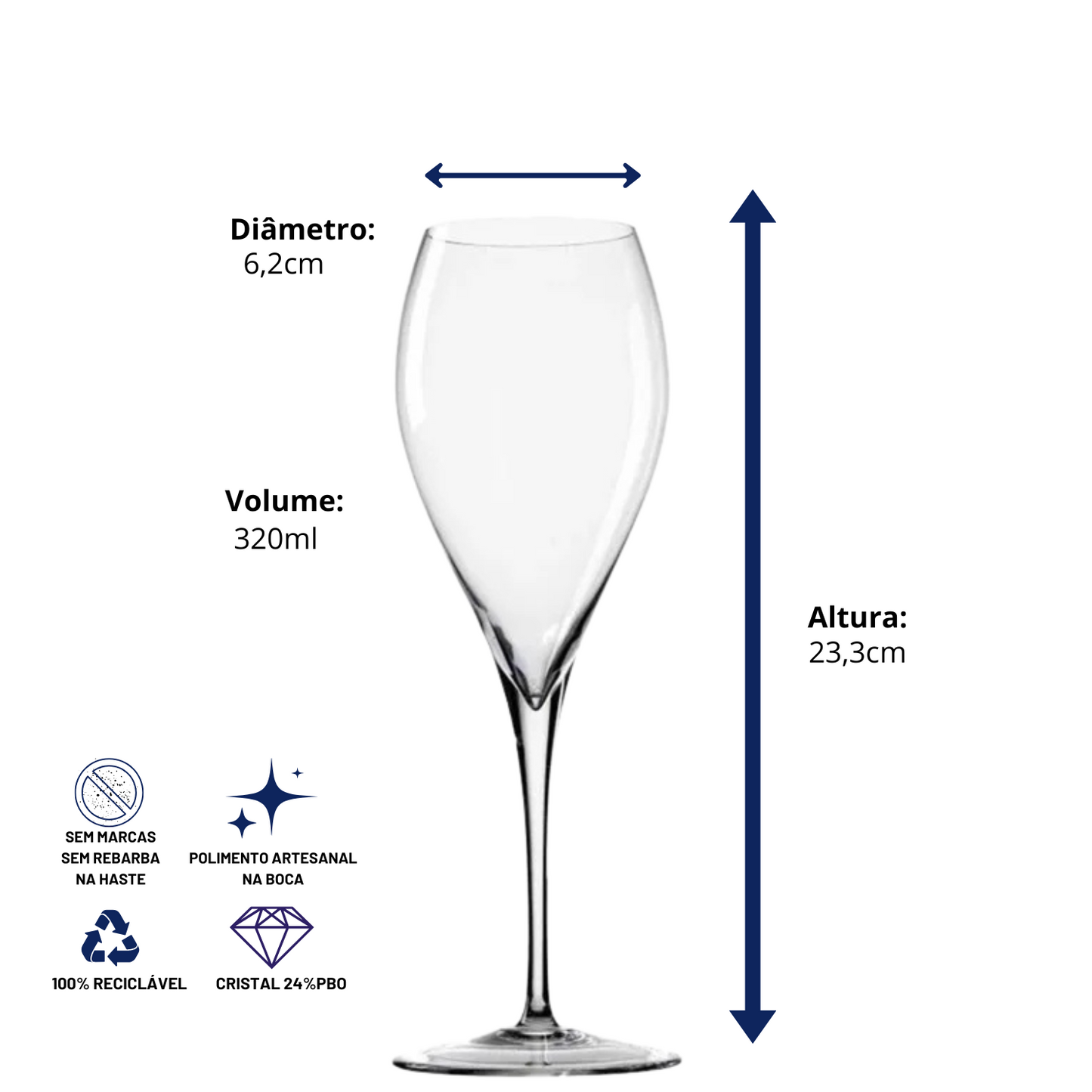 Taça de Cristal Spumanti Italiano | PERSONALIZAÇÃO