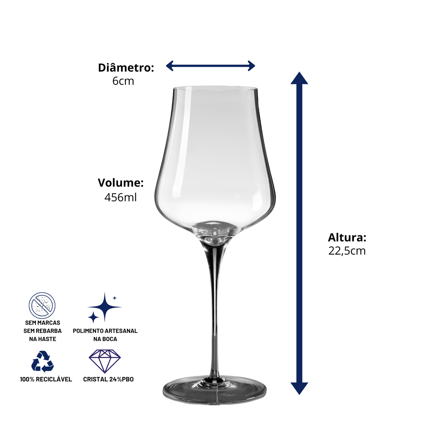 Compre 5, Leve 6 - Taça de Cristal Universal Vinho Tinto 456ml | Cristal Blumenau