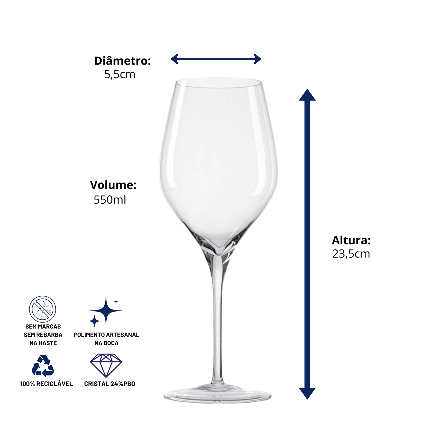Taça de Cristal Wine Experience para Vinho Tinto 550ml | Cristal Blumenau