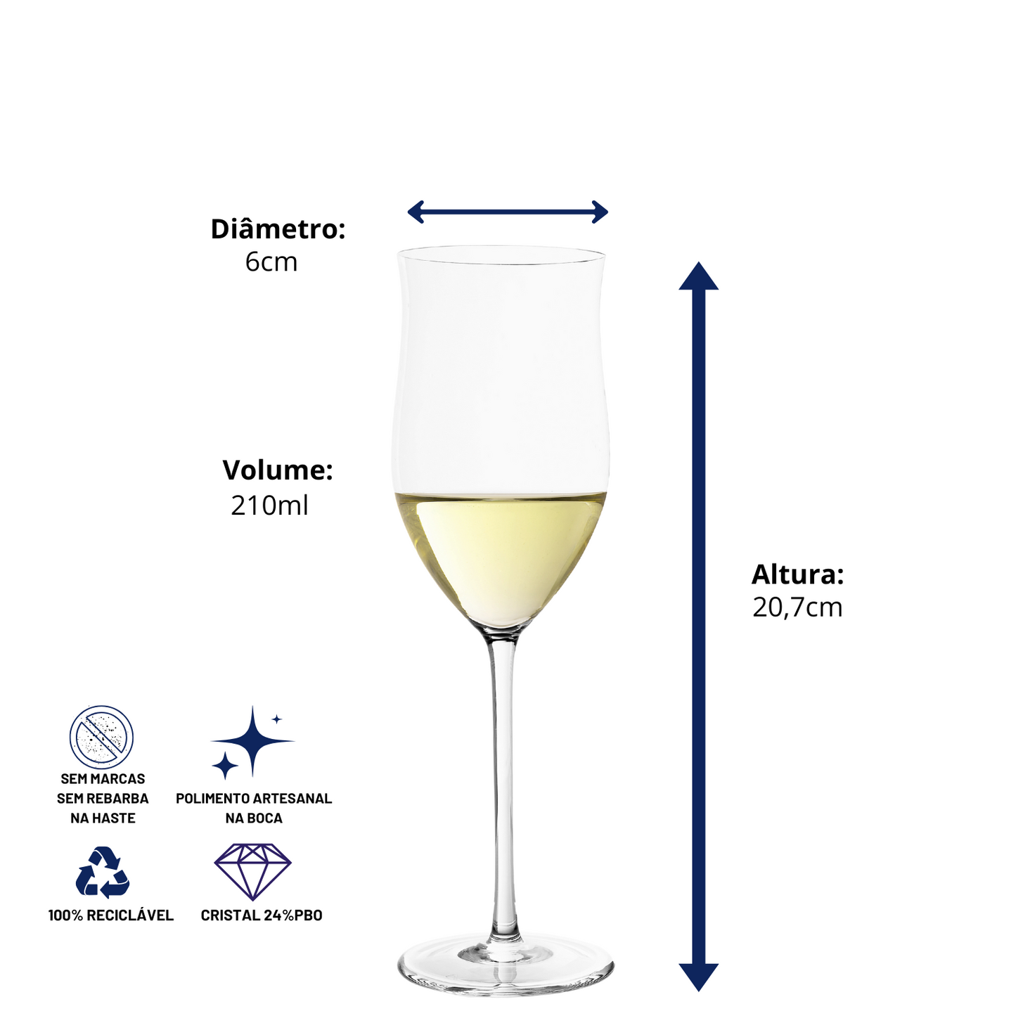 Taça de Cristal para Vinho Branco | Cristal Blumenau
