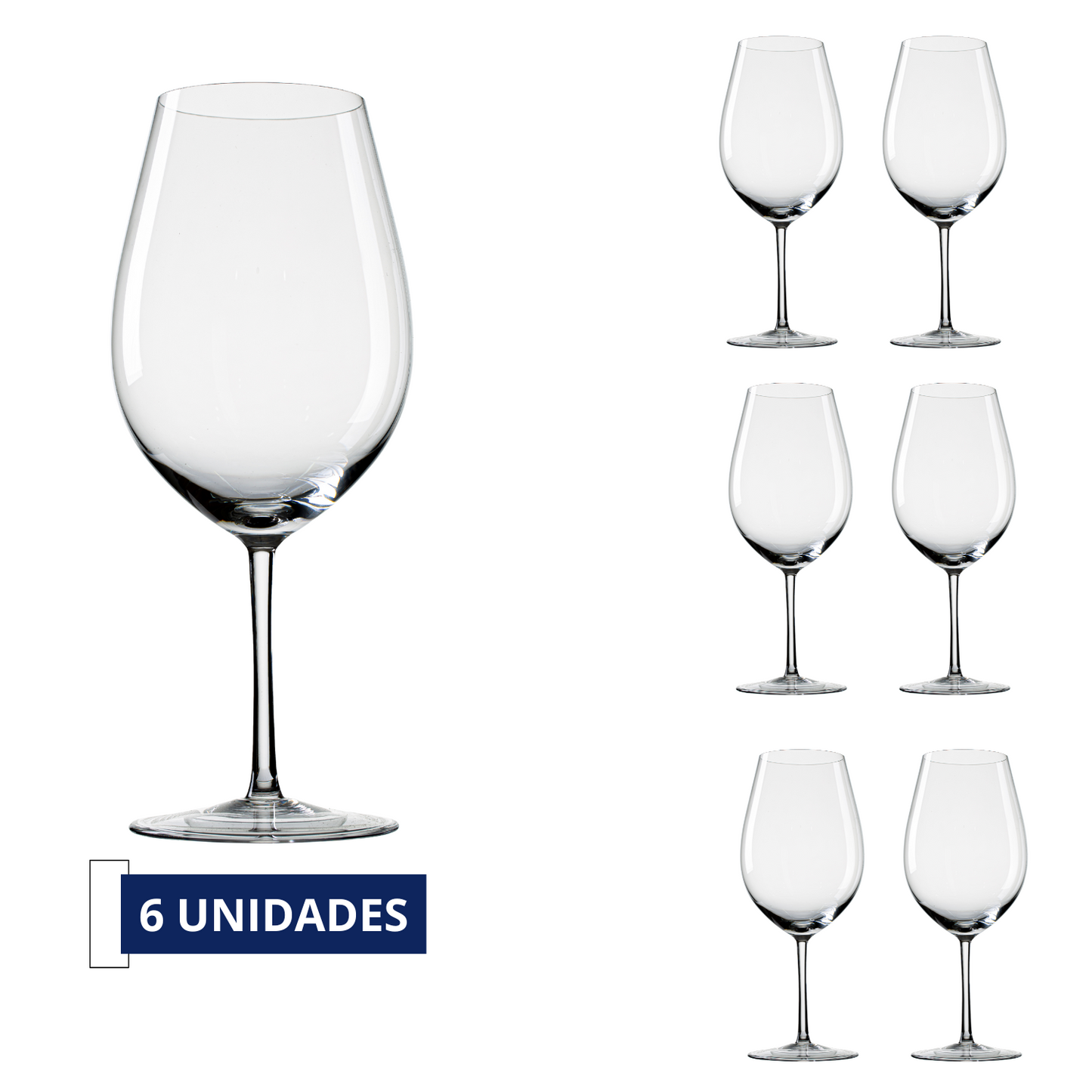 Jogo de 6 Taças de Cristal Moderação Saint-Émillion Vinho Tinto 1230ml | Cristal Blumenau
