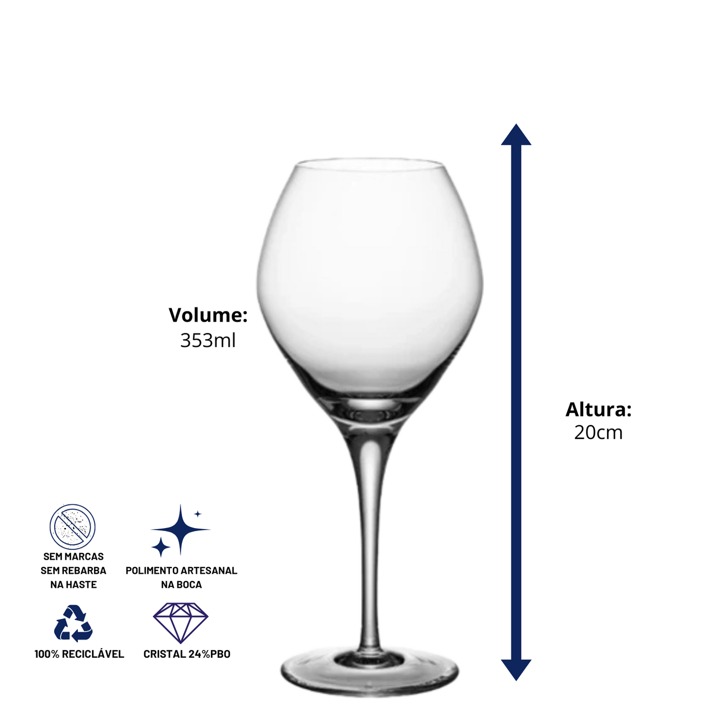 Taça de Cristal Sauternes para Vinho Branco 253ml | Cristal Blumenau