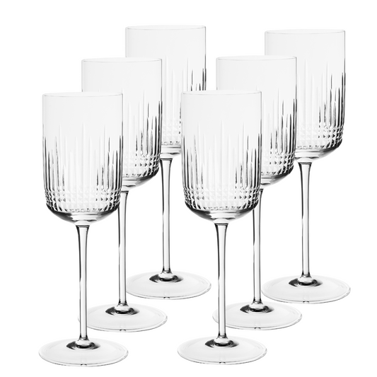 Jogo de 6 Taças de Cristal Versailles Lapidado 42 P/ Vinho Tinto | Cristal Blumenau