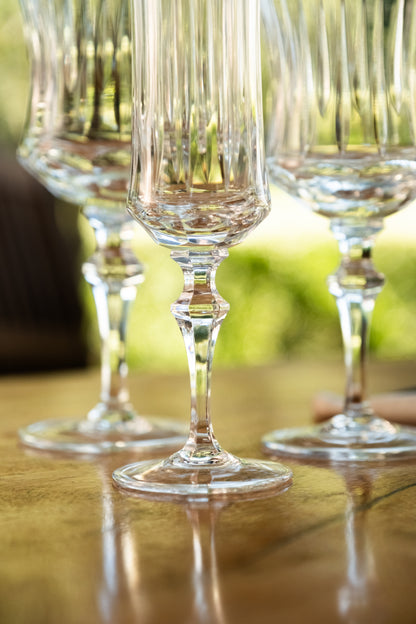 Jogo de 6 Taças de Cristal Línea Lapidado 72 P/ Champagne | Cristal Blumenau