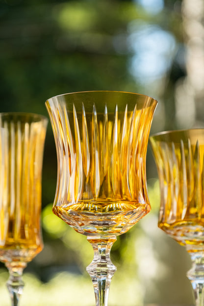 Taça de Cristal Clássica Lapidado 72 P/ Vinho - Âmbar | Cristal Blumenau