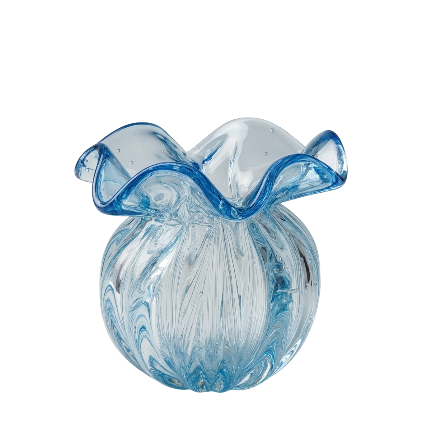 Vaso Cristal Murano Decorativo Venezia Azul - Médio | Cristal Blumenau