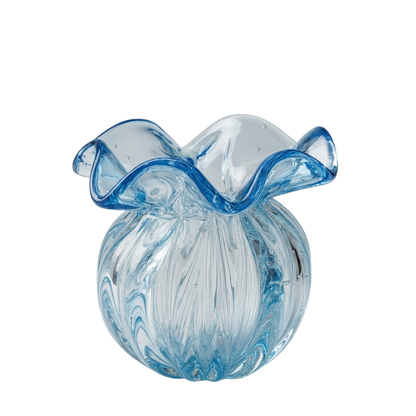 Vaso Cristal Murano Decorativo Venezia Azul - Médio | Cristal Blumenau