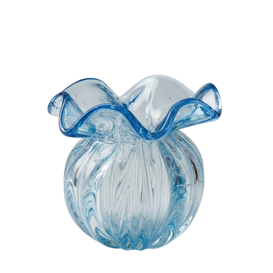 Vaso Cristal Murano Decorativo Venezia Azul - Médio | Cristal Blumenau