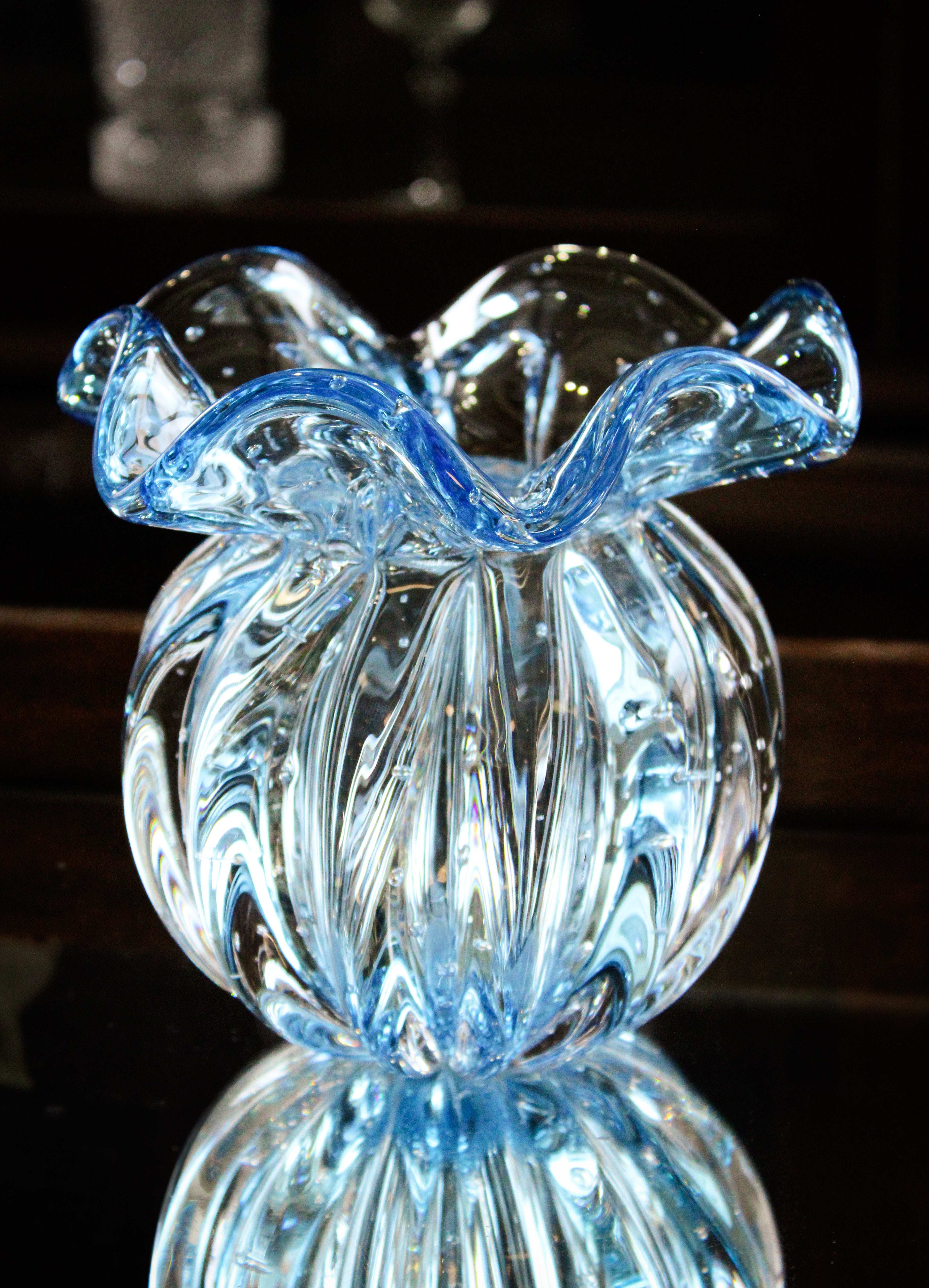 Vaso Cristal Murano Decorativo Venezia Azul - Médio | Cristal