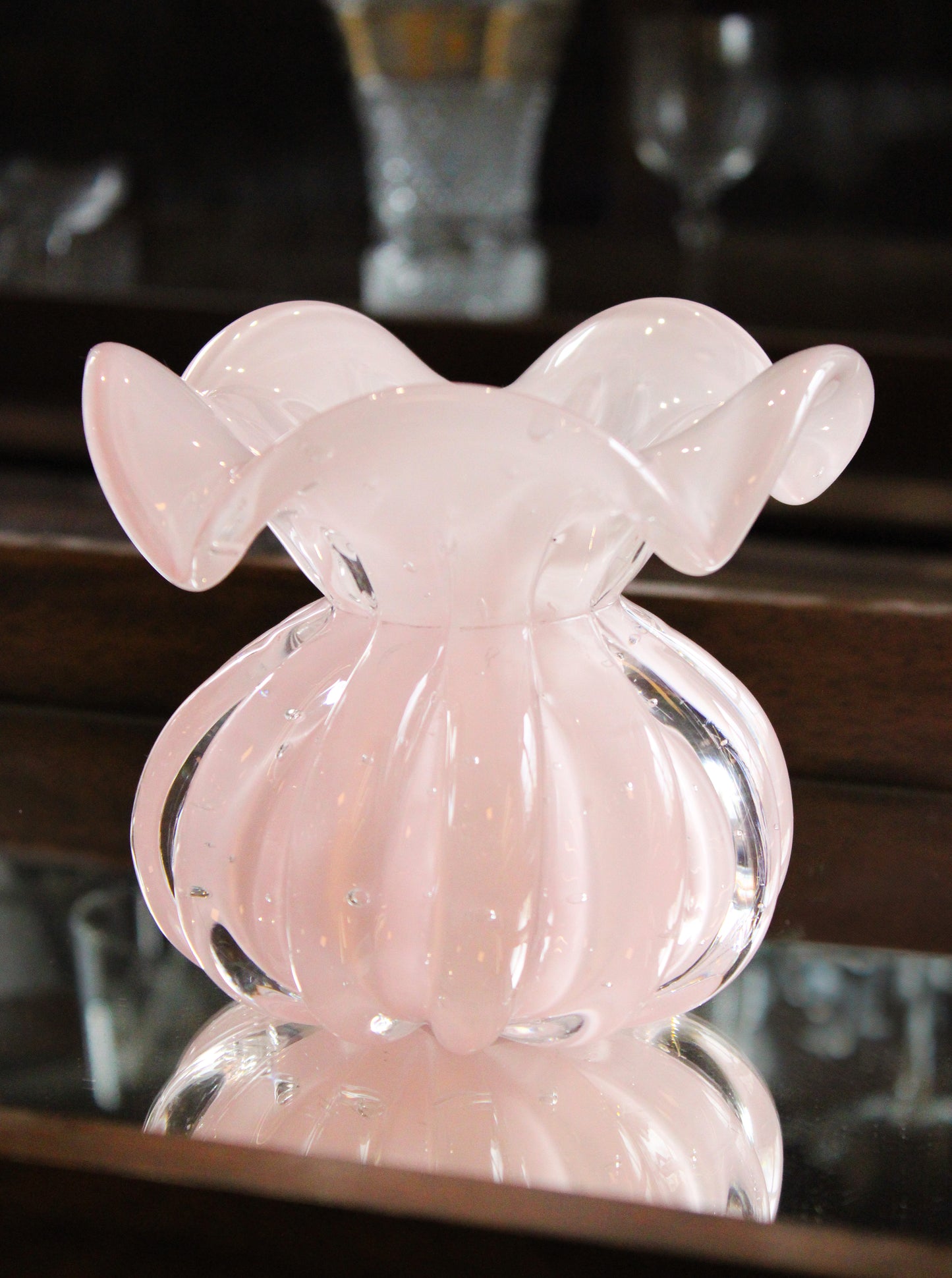 Vaso Cristal Murano Decorativo Roma Rosa | Cristal Blumenau