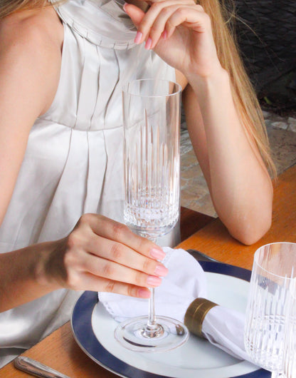 Taça de Cristal Traços Lapidado 42 P/ Champagne | Cristal Blumenau