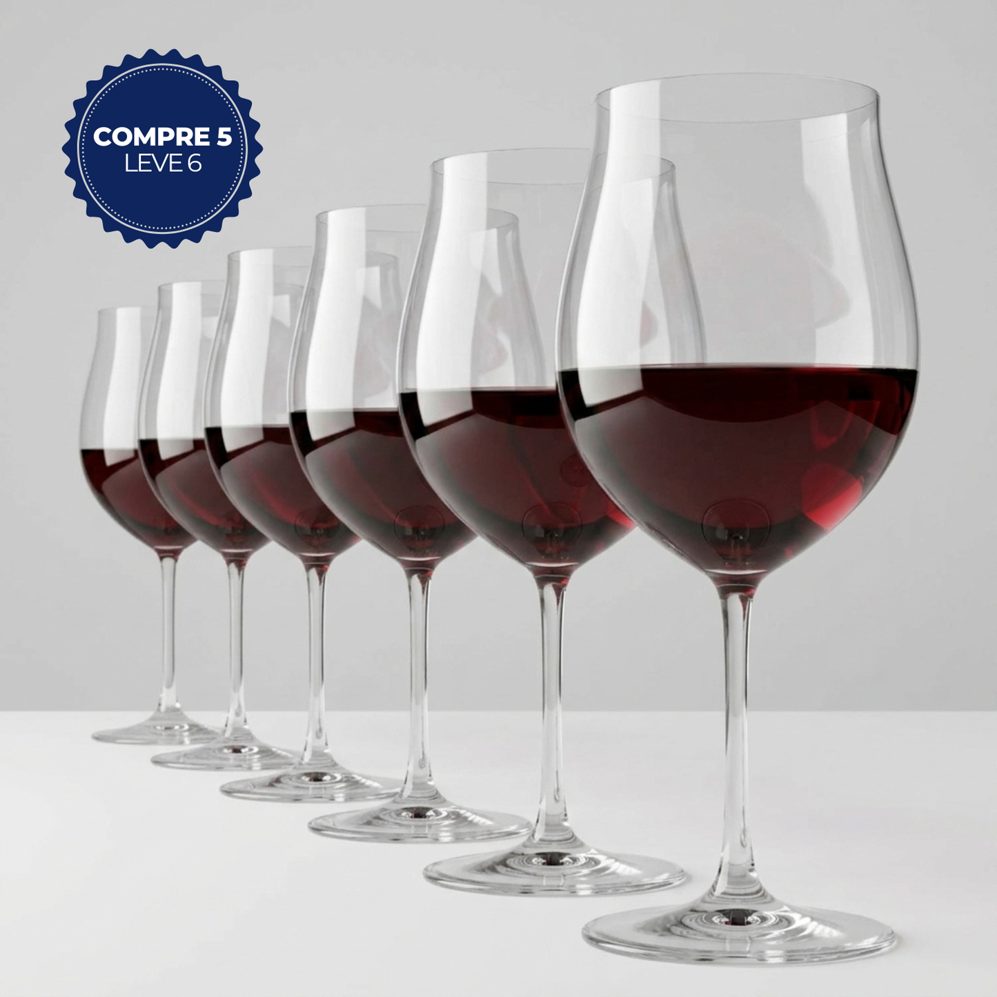 Compre 5, Leve 6 - Taça de Cristal Romaine para Vinho Tinto 1050ml | Cristal Blumenau
