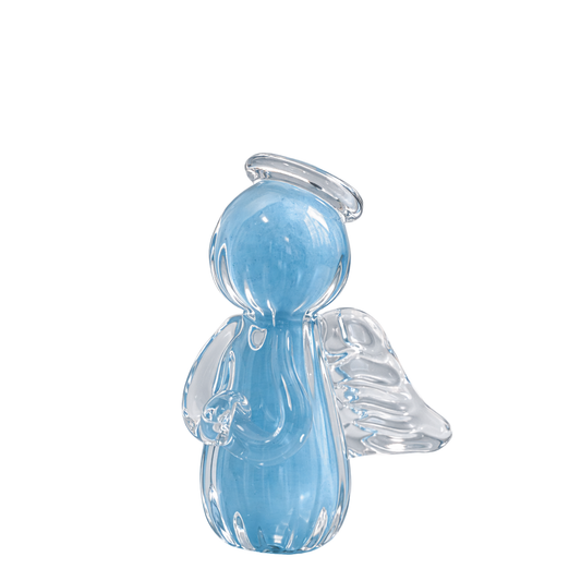Mini Anjo Uriel em Cristal Murano Decorativo - Azul