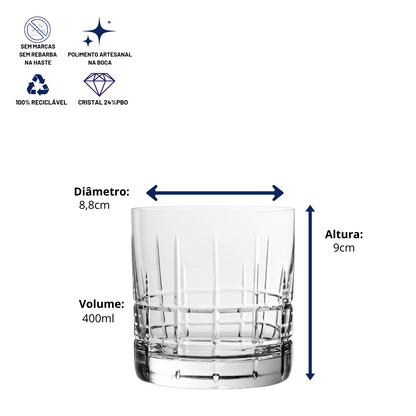 Copo de Cristal Whisky Lapidado | Cristal Blumenau