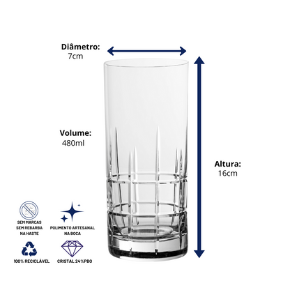 Copo de Cristal Double Whisky Lapidado | Cristal Blumenau