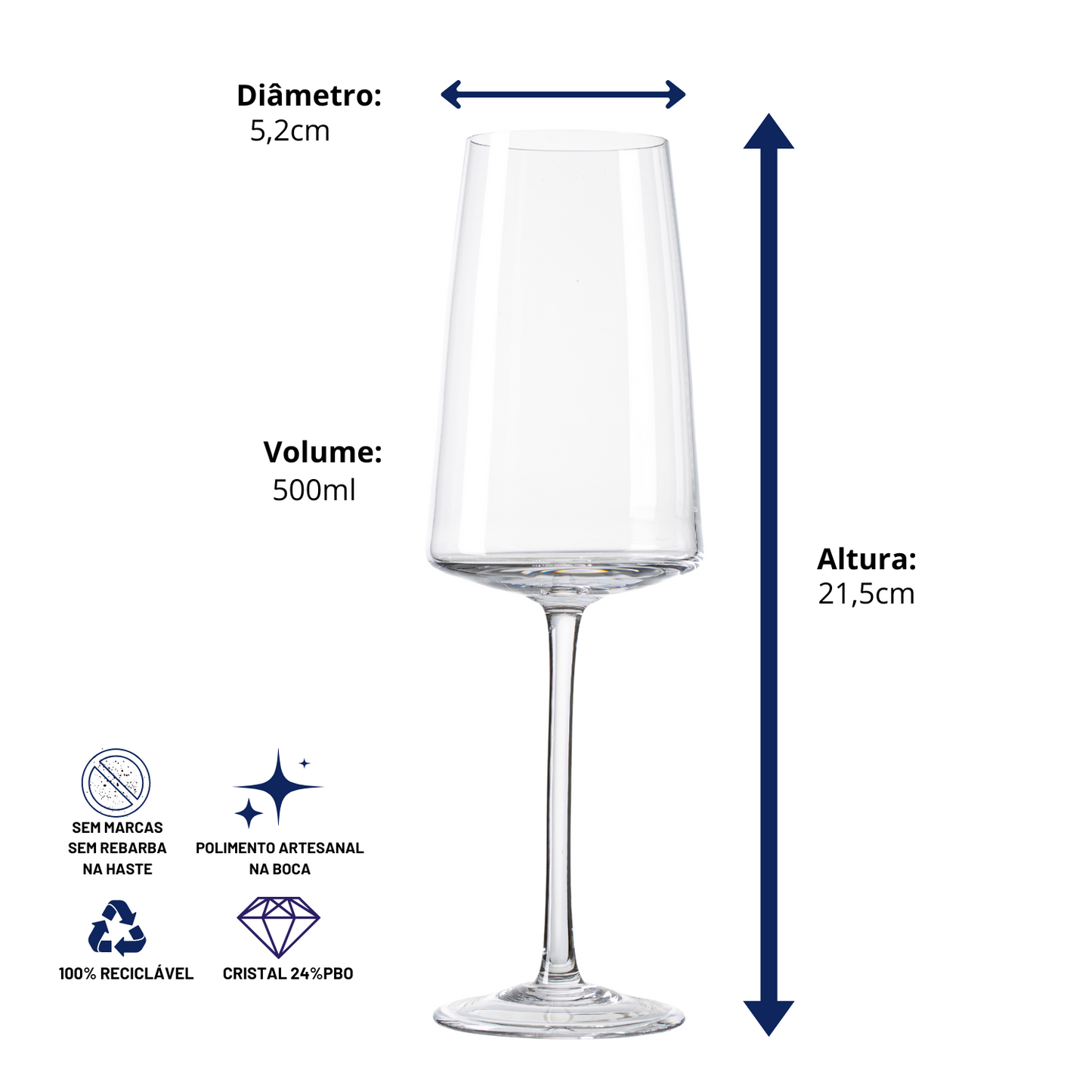 Taça de Cristal Square para Espumante 350ml I Cristal Blumenau